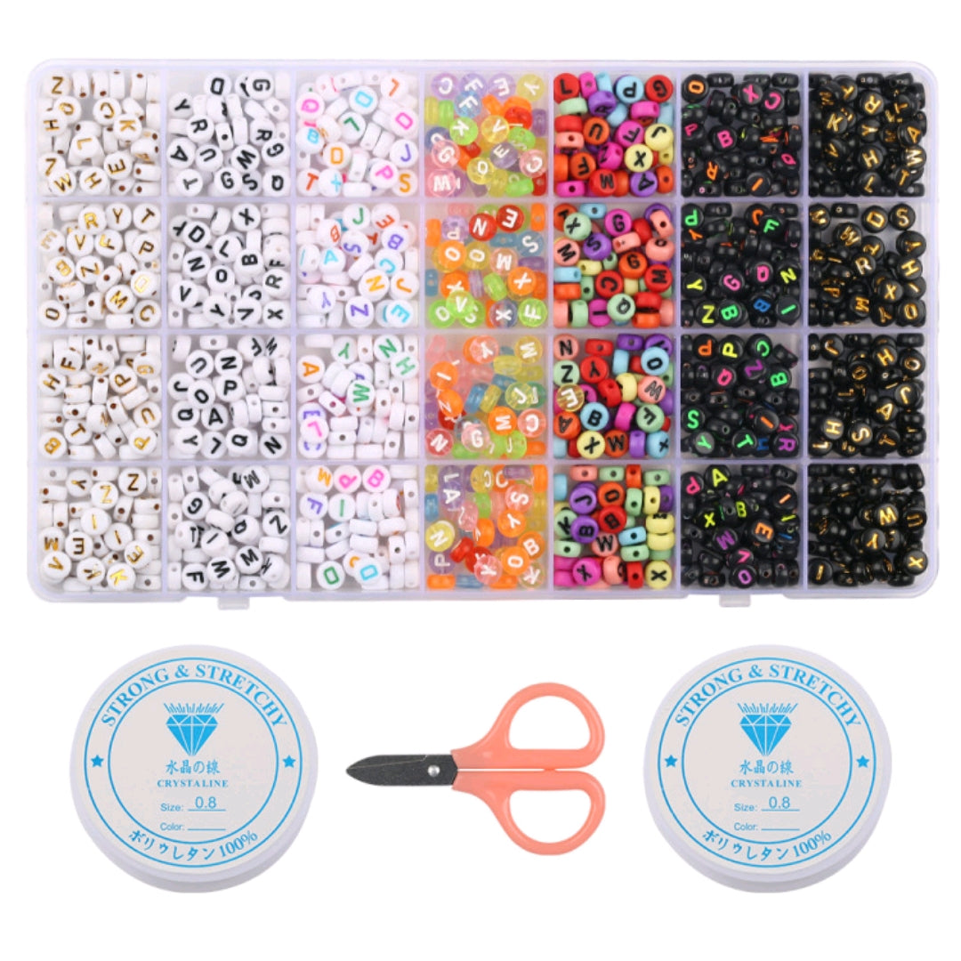 28 Grids Glass Seed Beads & Letter Beads Kit, Acrylic Smiley Face, Heart & Star Beads