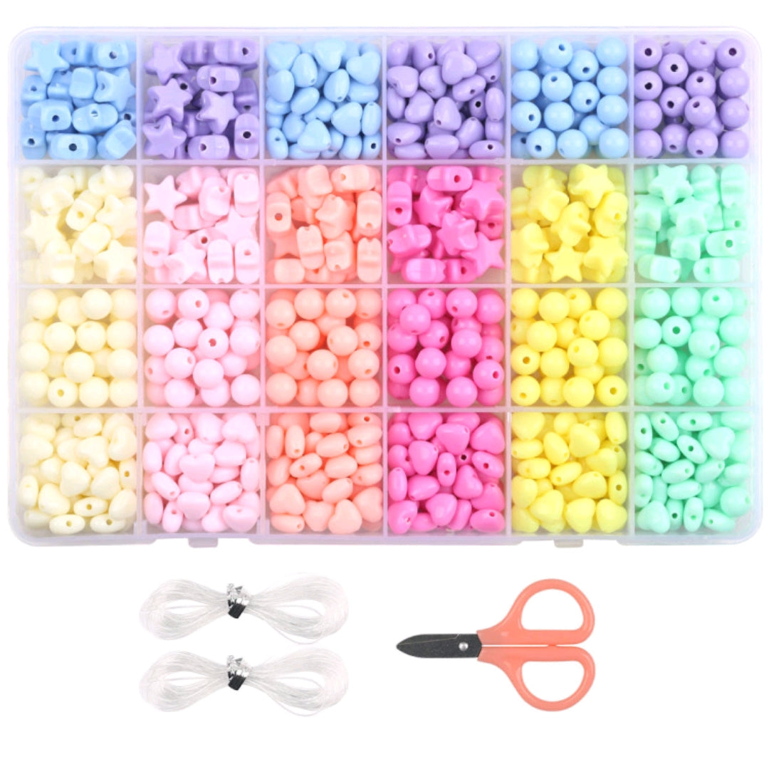one Box Candy Color Acrylic Beads Kit, Heart & Round Loose Beads, DIY Jewelry Making Supplies for Beginners